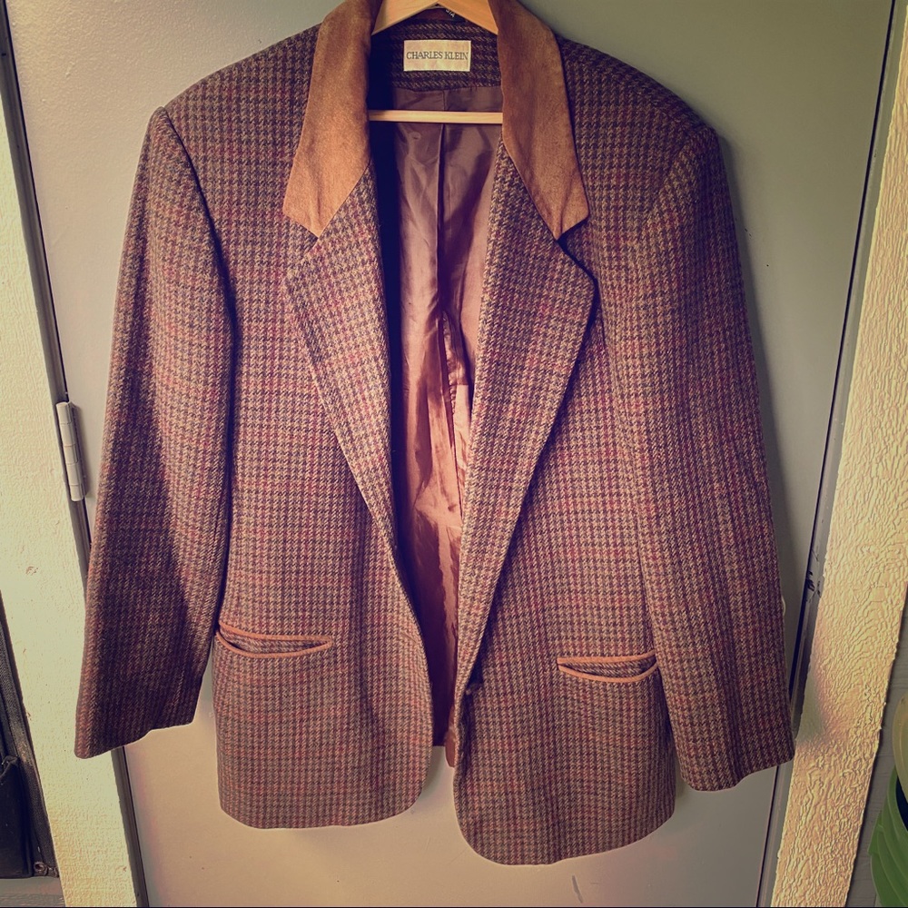 VINTAGE BLAZER WITH SUEDE COLLAR